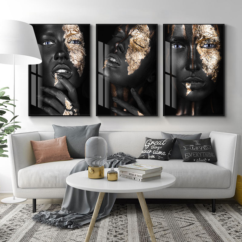 African Art Oil Canvas Gold Woman Scandi Prints - 35