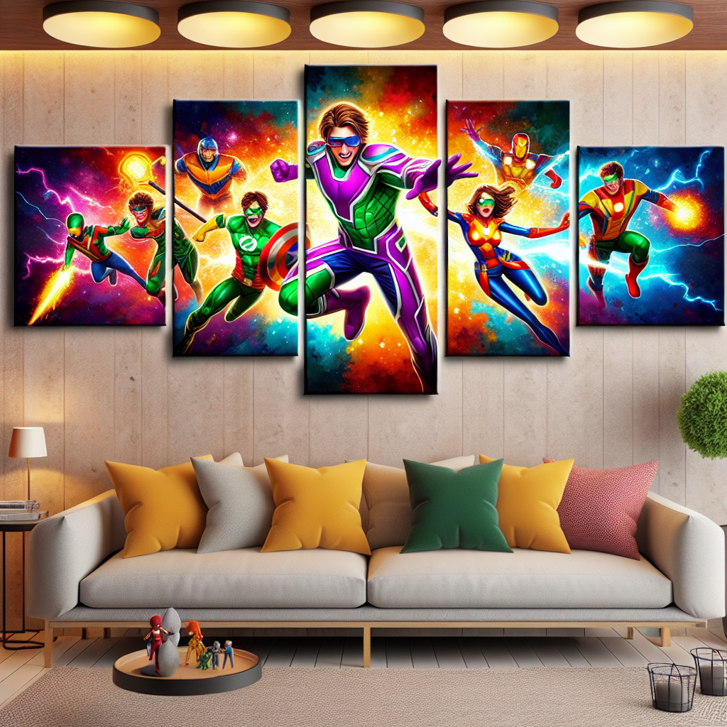 Discover the Impact of Five-Panel Power Rangers Art for Nostalgic Home Decoration  