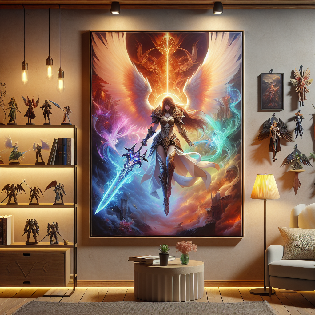 Transform Your Room with an Art Silk Poster Featuring Angelic Swords Design  