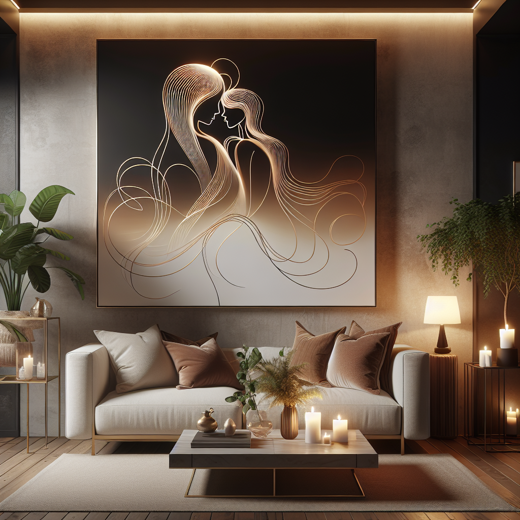 Transform Your Space with Abstract Line Art Prints for Romantic Living Spaces  