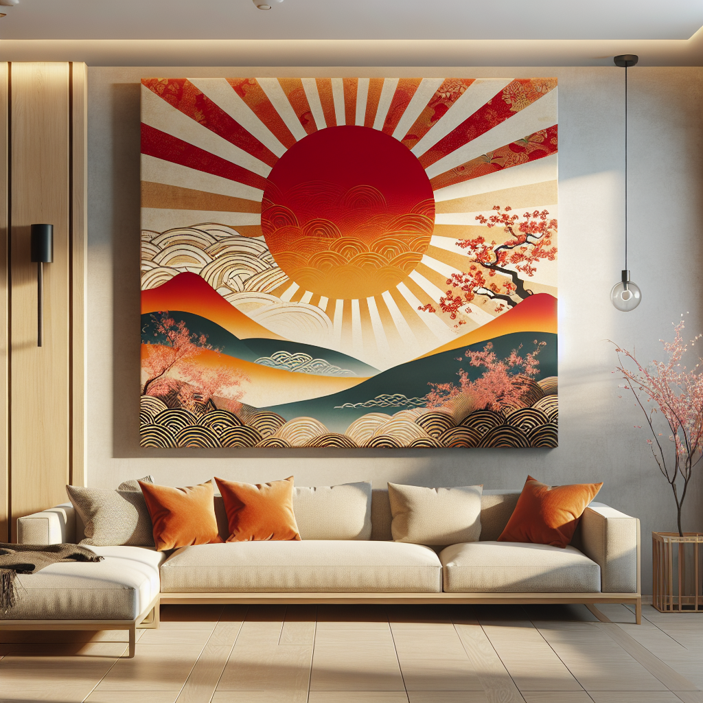 Exploring the Rich Cultural Significance of Modern Japanese Sun Canvas Wall Art  