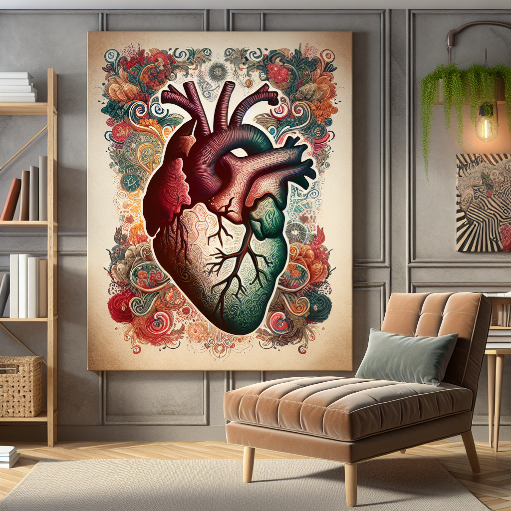 Enhancing Your Space with Heart and Brain Illustrations Canvas Print for Home Decor  