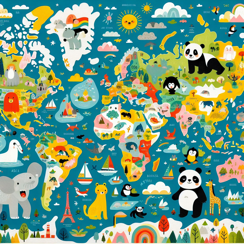 Enhancing Learning Environments with Colorful World Map Wall Art for Children's Nurseries  