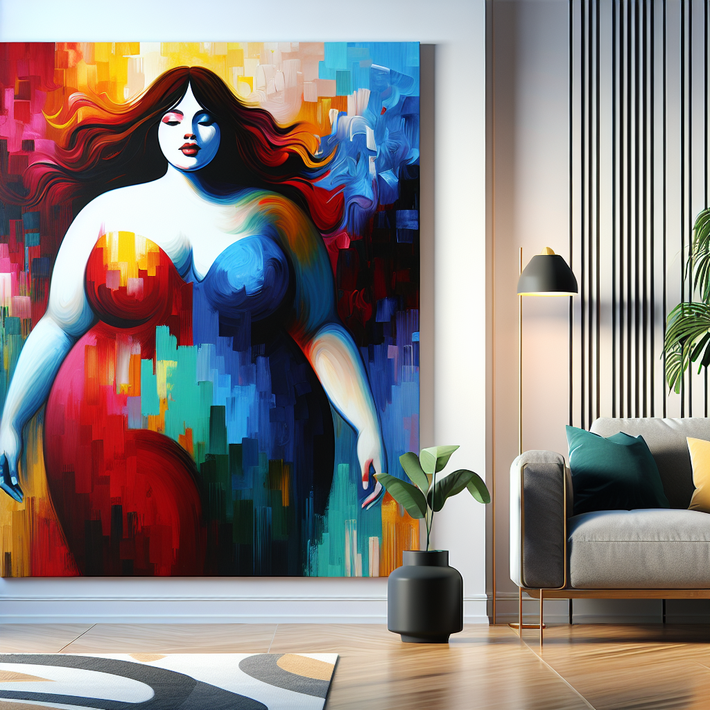 Unique Large Wall Art Featuring Plump Woman in Expressive Style: A Celebration of Form  