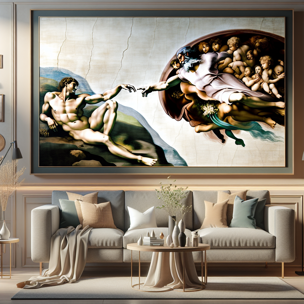 Explore the Timeless Beauty of Michelangelo's Creation of Adam Canvas Wall Art for Living Room Decor  