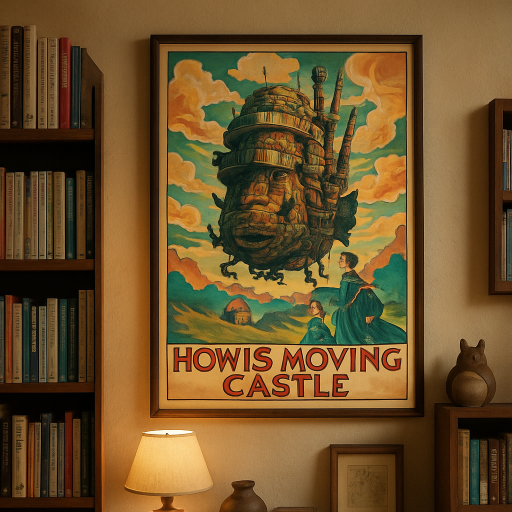 The Whimsical Essence of Vintage Howls Moving Castle Poster Artwork for Anime Fans  