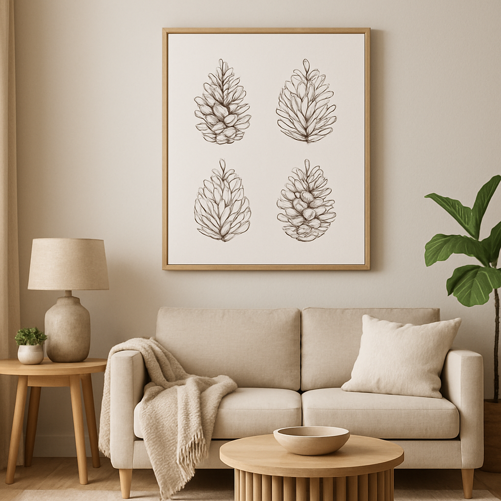 Minimalist Pine Cone Sketches: A Perfect Complement to Modern Home Decor  