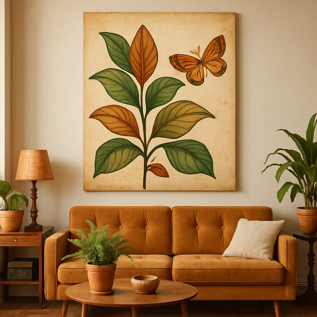 Transform Your Living Room Aesthetics with Retro Plant Wall Art  